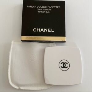 Brand New Chanel White Plastic Makeup Mirror Duo